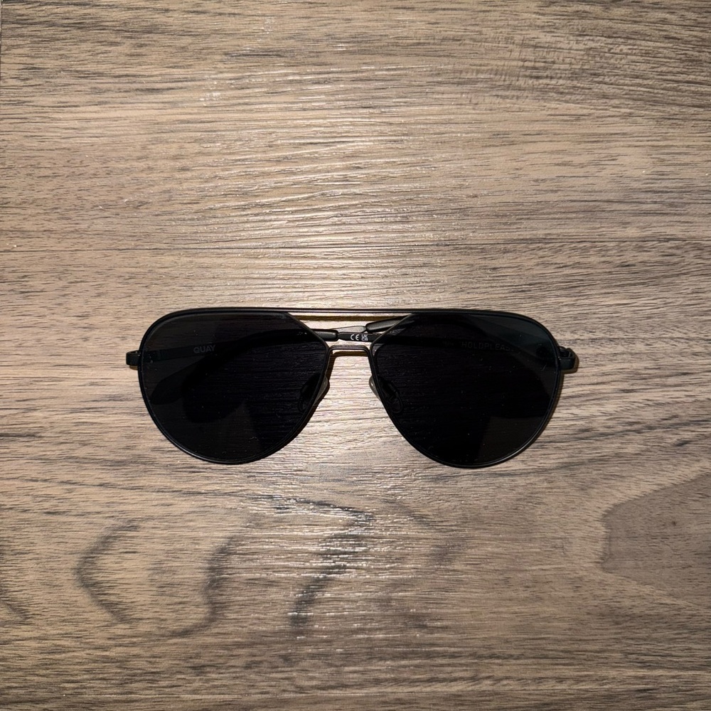 QUAY HOLDPLEASE Women's 61mm Designer Sunglasses Black Frame Gray Lens NEW